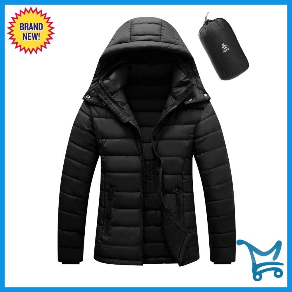 Packable Puffer Jacket Lightweight Waterproof Quilted Winter Coat with Hood